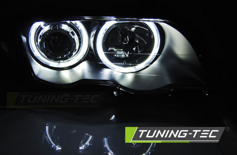 LED Angel Eyes Scheinwerfer für BMW 3er E46 98-01 schwarz